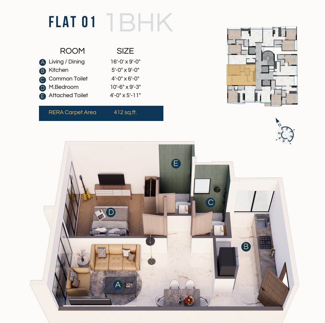 DTG Aurum Jogeshwari east 1bhk rera capert area plan